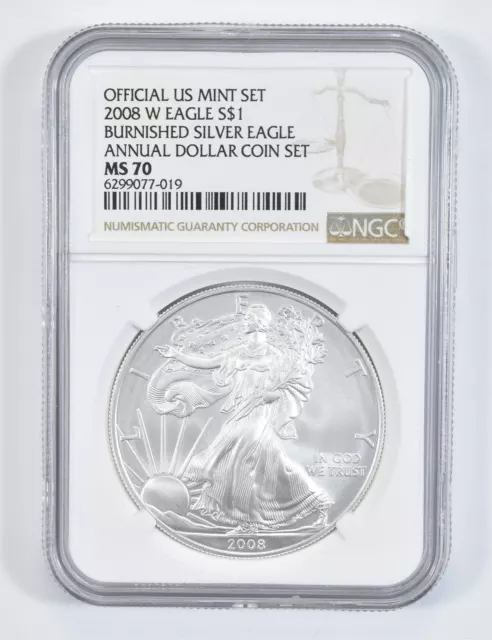 2008-W Burnished Annual Set - American Silver Eagle MS70 NGC