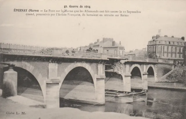 CPA 51 EPERNAY Le Pont sur la Marne that the Germans blew up on 9/11