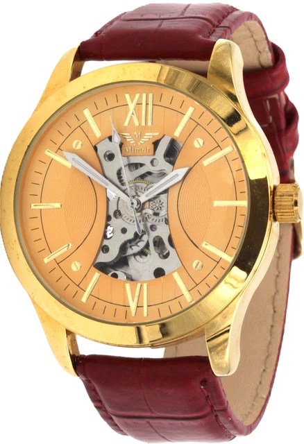 Montre Mécanique Automatique MINOIR CLION Squelette - Cadran Noir, Boîtier Acier, Neuf