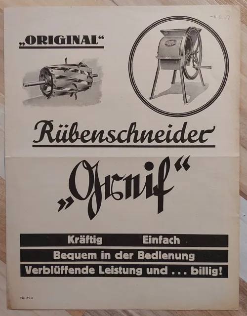 Prospekt Druckschrift Nr. 69a H. C. Fricke Bielefeld Rübenschneider Greif 1927