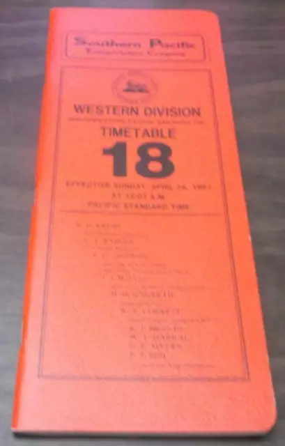 April 1981 Southern Pacific Western Division Employee Timetable #18