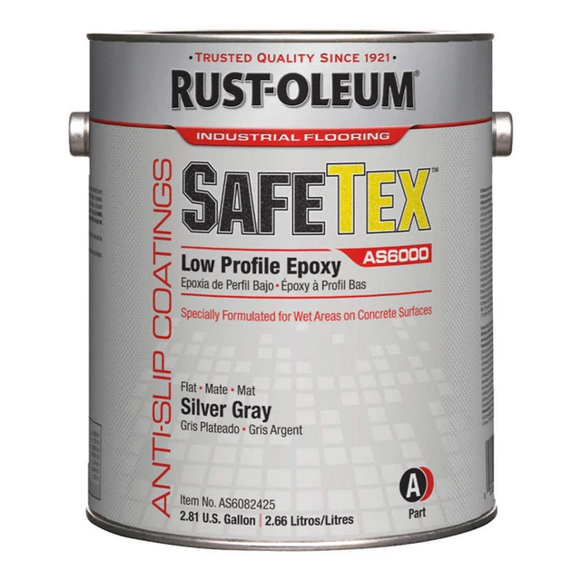 RUST-OLEUM AS6082425 Floor Coating,AS6000,SilverGray,1gal,Kit