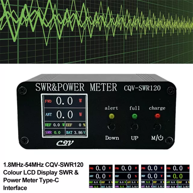 1.8MHz-54MHz CQV-SWR120 Colour LCD Digital SWR & Power Meter Type-C Interface DE