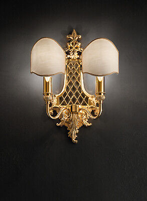 Applique da parete in ottone oro lucido con paralumi classico 2 luci MS-367