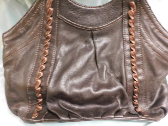 Brighton Leather Purse Dark  Brown Large Reg. # E213096 Pockets Braiding New