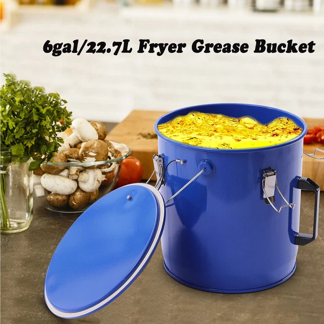 6GALLON FRYER GREASE Bucket Oil Bucket Oil Transport Container w/Lid