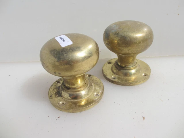 Vintage Brass Door Knobs Handles Plates Old Retro