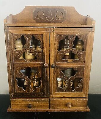 Vtg 70's Sears Roebuck Spice Rack Wooden Shelf Cabinet Apothecary Drawers