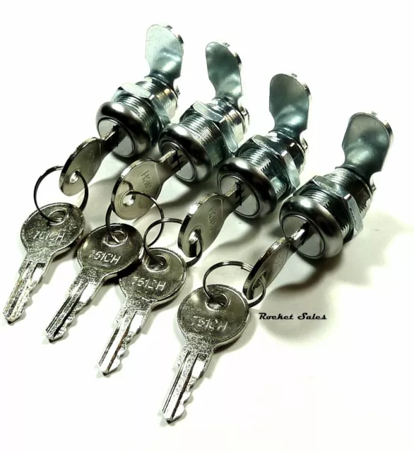 4/Pk 7/8" Cam Lock Keyed Alike Cabinet Desk Drawer Pinball Furniture Baggage