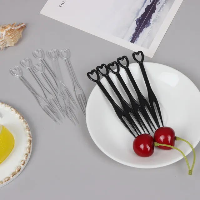 100pcs/bag Fruit Fork Mini Clear Plastic Forks Home Dining Food Cake Fruit F-wf