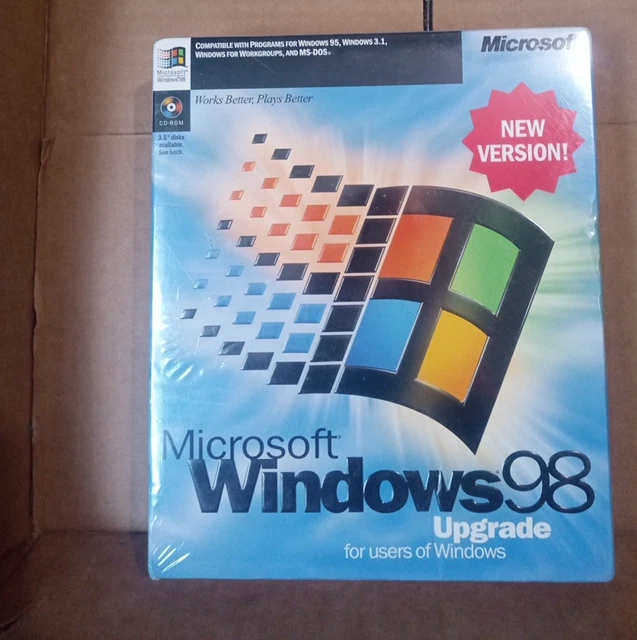 MICROSOFT WINDOWS 98 New Version Upgrade For Windows CD ROM New 