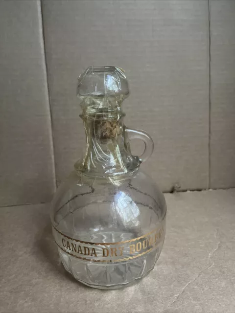 Vintage Antique Canada Dry Bourbon Whiskey Collectible Glass Decanter & Topper