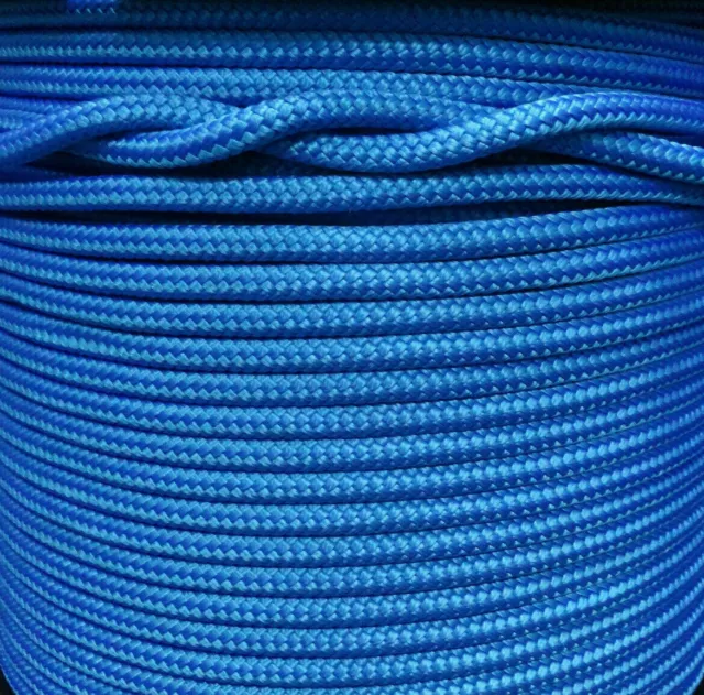8MM x 100Mtr DOUBLE BRAID POLYESTER YACHT ROPE - SOLID BLUE