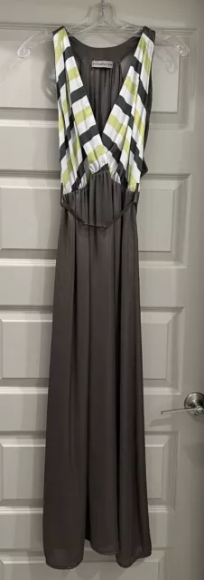 Boutique de la Femme Women’s Dark Green Belted Maxi Dress