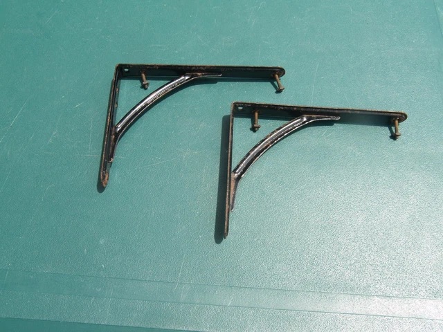 REDUCED!!   PAIR OF ~ Vintage ~ 8" x 6" ~ METAL SHELF BRACKETS