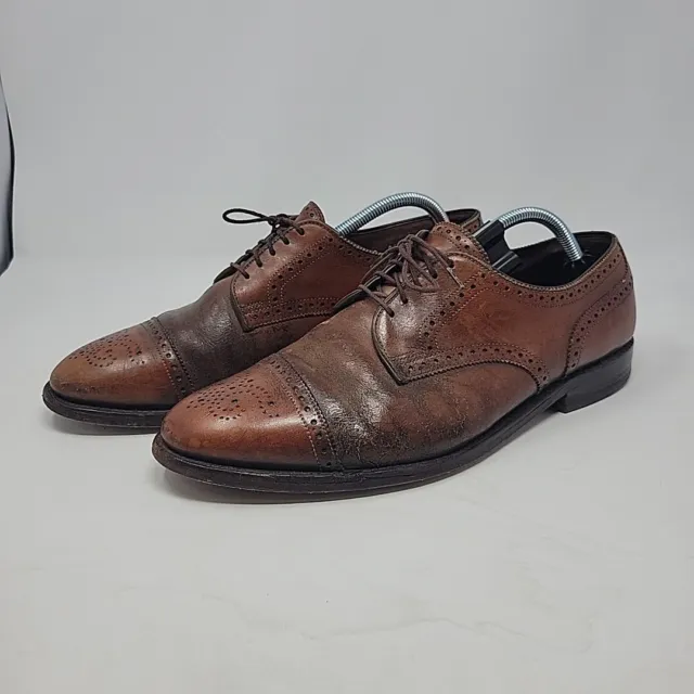 Allen Edmonds Men’s Sanford Cap-Toe Oxford 11 D Walnut Brown Dress Shoes