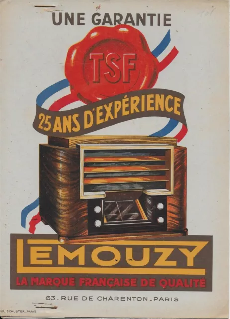 ANCIEN PROTEGE CAHIER  NEUF  ANNEE 30's    T.S.F LEMOUZY