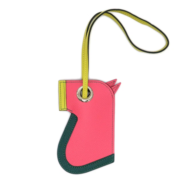 Herm s Camille Rose Azale Lime Malachite A Engraved Bag Charm Keyring Horse
