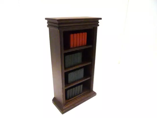 Dolls House Bookcase w Block Books Walnut Colour Furniture Miniature 1:12 Scale