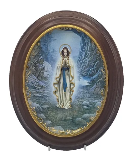 Bradford Exchange "Our Lady of Lourdes" Mounted Plate #R2255 Visions of our Lady