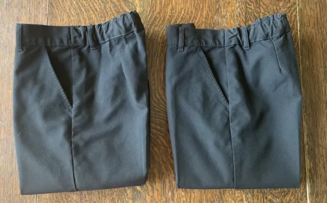 Next 2 Pairs Black School Trousers Boys Age 11-12 Smart Flat Front Adjustable