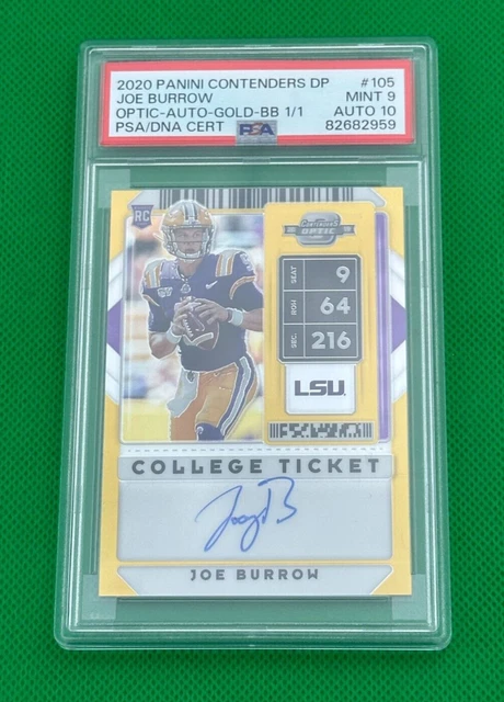 2020 Contenders Optic DP Gold Prizm Joe Burrow RC AUTO 1/1 PSA 9 Auto PSA 10