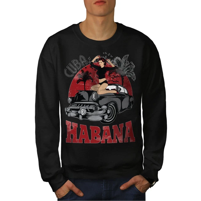 Wellcoda Habana Cuba Capital Mens Sweatshirt, Auto Casual Pullover Jumper