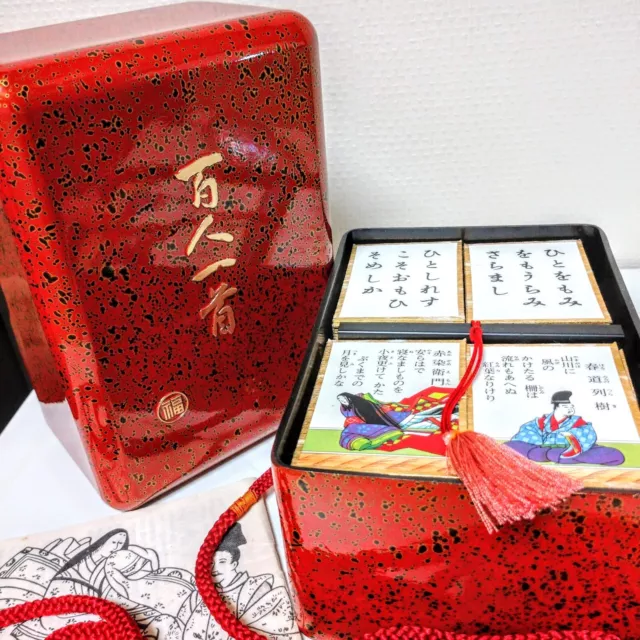 Hyakunin-Isshu Karuta Japanese Poem Card Game with Box Vintage