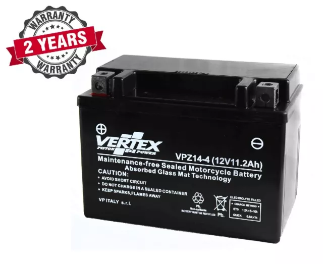 Vertex VPZ14-4 Sealed AGM Battery Replaces - CTZ14-S YTZ14S 3FA-82110-00 VP1