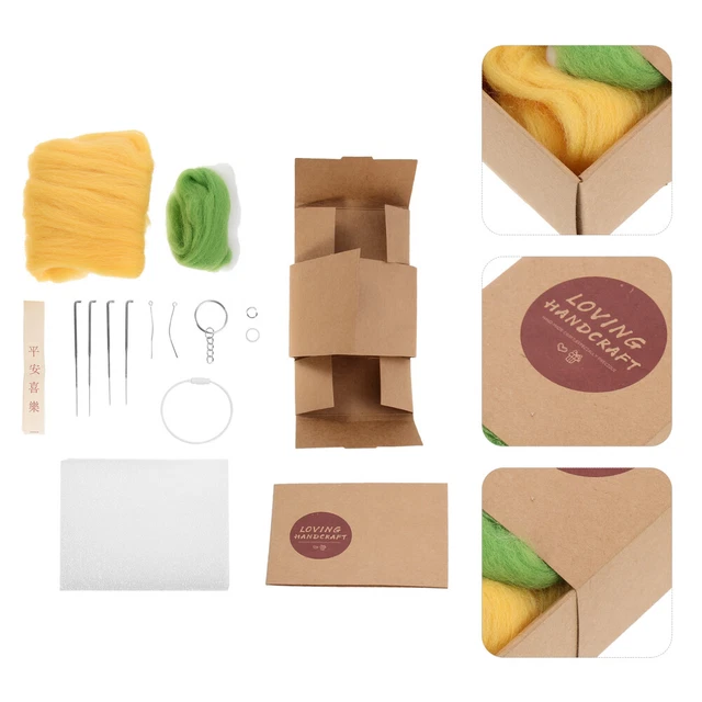 Paquete de material de palillo juego de fieltro de aguja llavero de fieltro material sentido