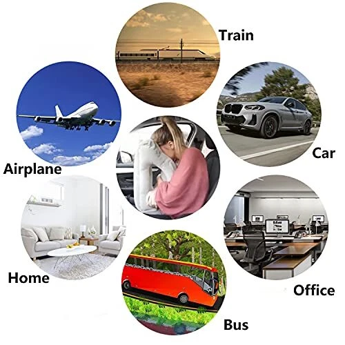 Inflatable Air Travel Pillow Support Kit Airplane Office Rest Neck Head Comfo... 2