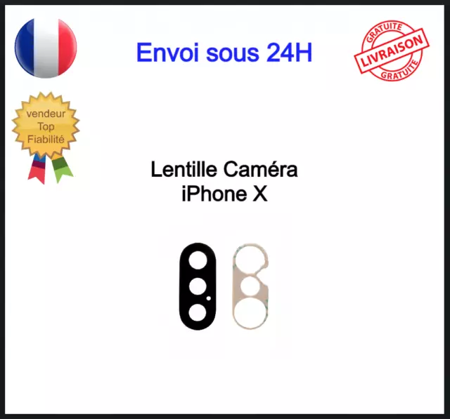 Lentille Caméra iPhone X Arrière Vitre Camera Lens 10 Adhésif