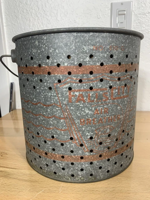Seau à Appât Vintage Falls City N°710, Métal Galvanisé Flottant, Dylite