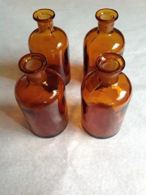 4 x Glasflasche/Apothekerflasche -enghals-100ml/Braunglas,massiv m.Schliff *NEU*