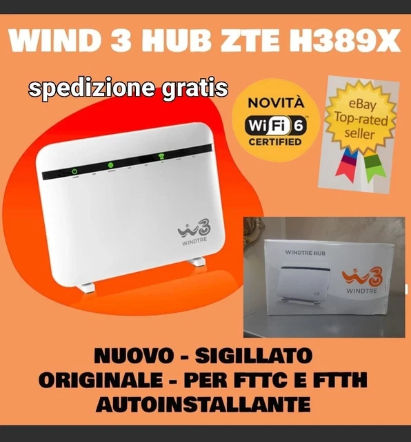 Modem Router Wind Tre Hub Fibra Adsl Zte Zxhn H389X Wifi 6 Fttc Ftth