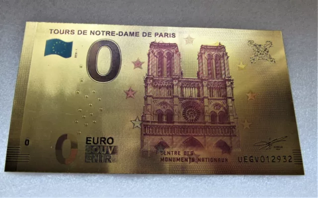 0 Euro Schein 24 K vergoldet Tours de Notre-Dame Fußball WM 2018 Souvenir