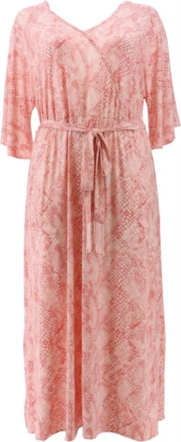 Haute Hippie Tribe Knit Maxi Dress Fringe Belt Pink Python 2X NEW A394298