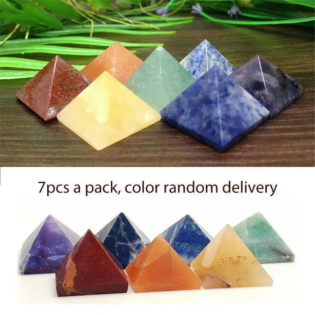7PCS Mini Pyramid Gemstone Natural Stone Crystal Quartz Healing Set Point Chakra