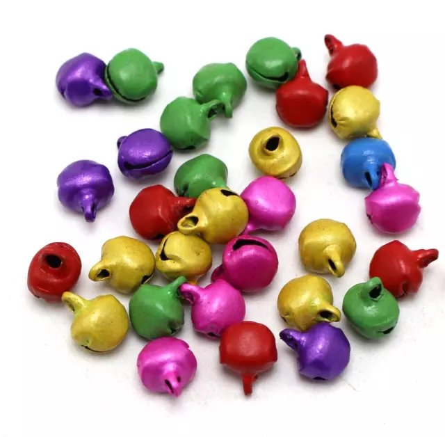 100 campanas de jingle de hierro de colores mixtos cuentas dijes 9 mm decoración hágalo usted mismo artesanía