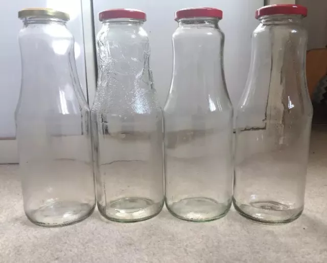 4xEmpty Glass Bottle 1 Litre Screw Top Wedding Vase Craft Kitchen Storage Bundle