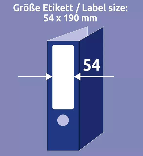 AVERY Zweckform C32267-25 Ordner-Einsteckschilder (54 x 190 mm auf DIN A4, für b 2