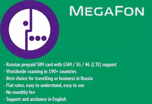 MegaFon Russian Prepaid SIM card with worldwide roaming