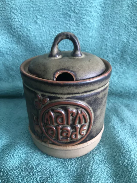 Vintage Tremar Cornish Stoneware Pottery Preserve Pot Jar with lid MARMALADE