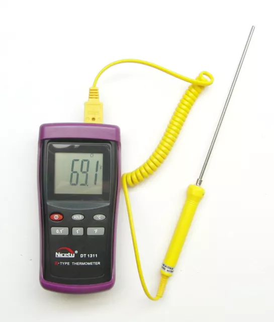 Digital Scientifc Thermometer K-Type Thermocouple 6'' Stainless Steel DT1311-3y