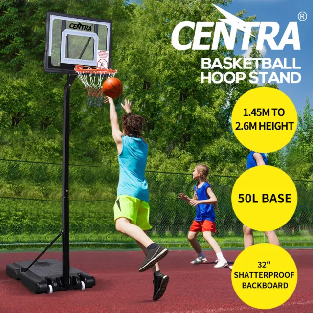 Centra Basketball Hoop Stand Kid Rim Ring System Large Backboard Net Adjustable