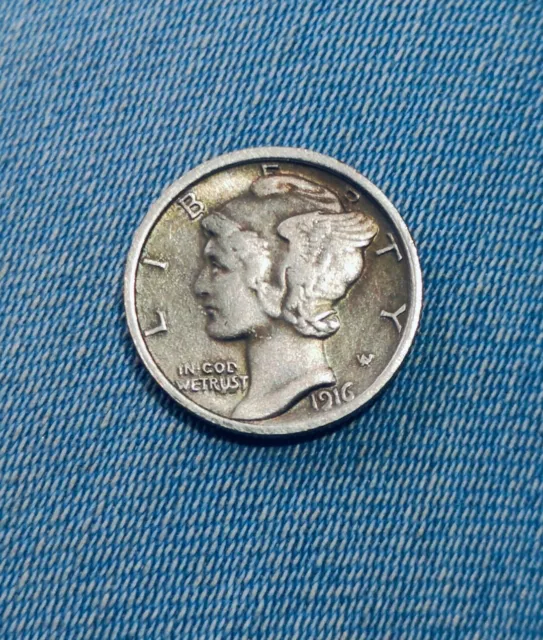 1916 Mercury One Dime, USA United States America Coin. (as original GAP-FILLERS)