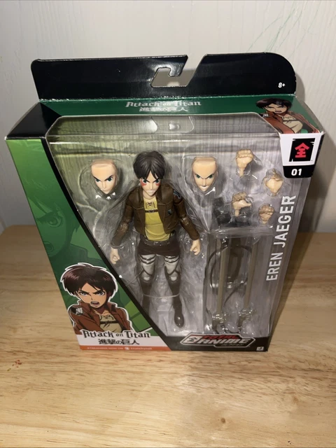Figura De Acción Eren Jaeger De 16.5 Cm – De La Serie Attack On Titan – Totalmente Articulada Con 30 Puntos – Incluye Caras, Manos Y Espadas Intercambiables