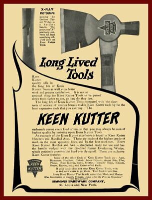1906 Keen Kutter Tools - Hatchet NEW Metal Sign 24"x30" USA STEEL XL Size 7 lb