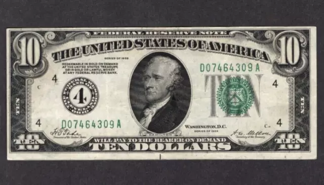 1928 $10 Ten Dollar Bill "Gold on Demand" Green Seal S500