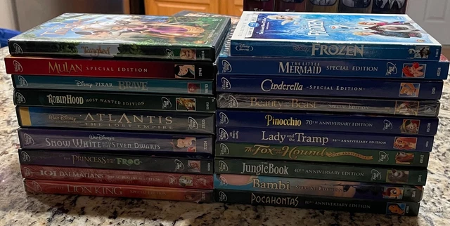 Lot 19 NEW DISNEY CLASSIC DVDs Mermaid Cinderella Snow Fox Pinocchio Mulan